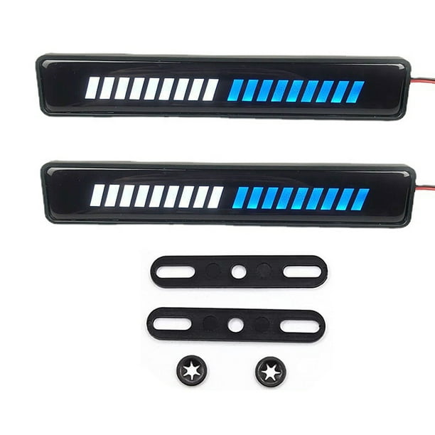 Scienceny 2 piezas/Kit de luz de rejilla delantera automotriz portátil desmontable LED moda a prueba de aceite Clip montaje lámpara herramienta de Bombillas para automóviles Azul blanco Scienceny VI015535-01B
