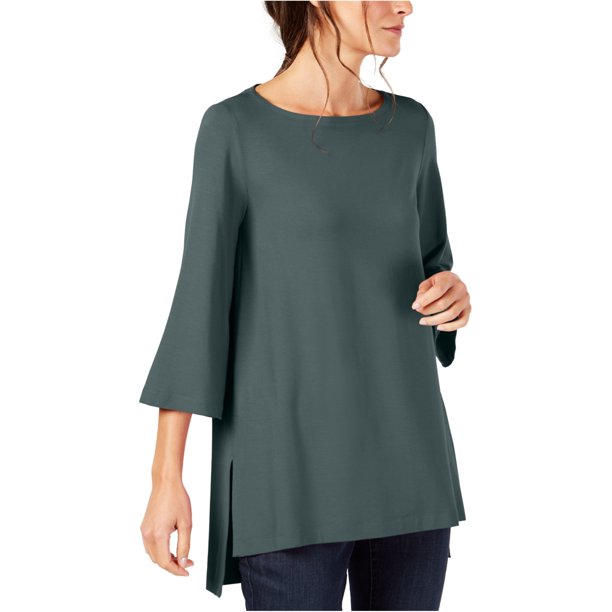 Eileen Fisher Blusa con dobladillo dividido para mujer, azul, XS Eileen Fisher Pull-over