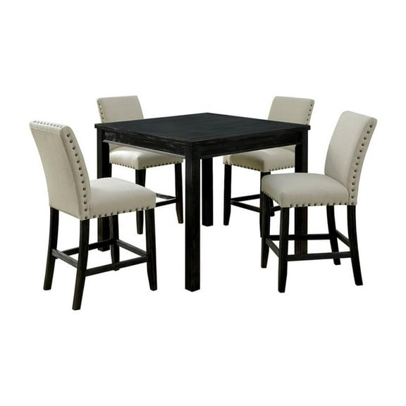 Furniture of America Delilah Wood 5-piece Counter Height Dining Set in Black