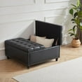 thumbnail image 3 of Kingfun 35.5" Large Square Ottoman Bench, Tufted Upholstered Coffee Table Ottoman with Storage, Oversized Ottomans Toy Box for Living Room Bedroom, Black, 3 of 13