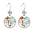 thumbnail image 1 of Italy Roman Theater Heart Bow Earrings Drop Stud Pierced Hook, 1 of 3