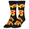 thumbnail image 2 of Crazy Socks – Pizza Slice Crew Socks – Fun Cheesy Pepperoni Pizza Graphic – Unisex Large Black, 2 of 6
