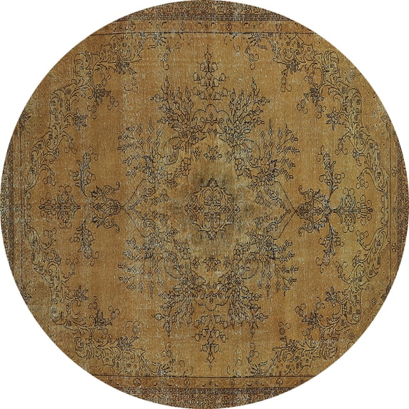 Ahgly Company Indoor Round Oriental Light Blue Industrial Area Rugs, 6' Round