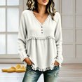 thumbnail image 5 of NominalSnug Tassel Tops for Women Fall Winter Long Sleeve Shirts V Neck Babydoll Loose Fit Blouses, 5 of 6