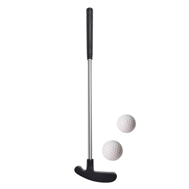 1 Set Mini Golf Puttarklubba med 2 Golfbollar TPR Grepp Höger Vänsterhänt Rostfritt Stål Golfklubba Barn Vuxna Bordsspel Golf Puttträning (FMY)