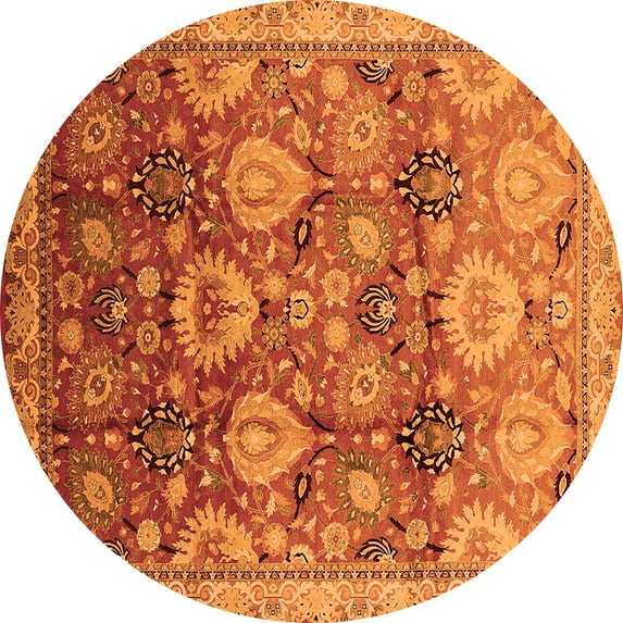 Ahgly Company Indoor Round Oriental Orange Industrial Area Rugs, 4' Round