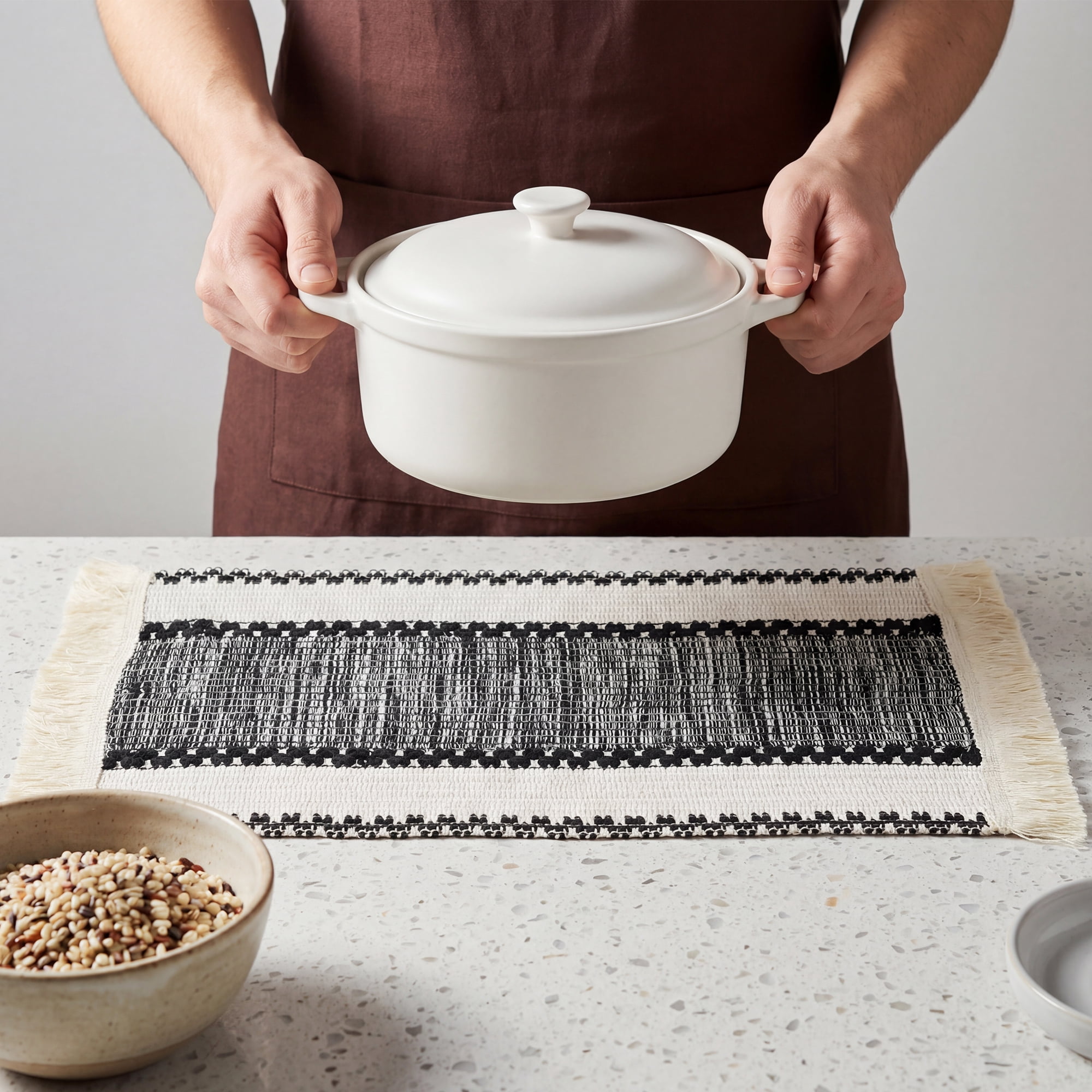 Unique Bargains Farmhouse Placemats 6pcs Placemats Black 19.7"x11.8"