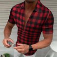 thumbnail image 2 of BOBOGOJP Mens Casual Button Down Shirts Printed Two Pocket Short Sleeve Button Work Shirt,Red 3XL, 2 of 5