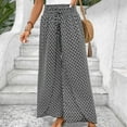 thumbnail image 7 of Flowy Split Pants for Women Tulip Pants High Rise Elastic Waisted Wide Leg Summer Swing Palazzo Pants with Slit Casual Loose Comfy Cooling Trousers, Black (X-Large), 7 of 7