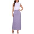 thumbnail image 2 of INSPIRE CHIC Work Pencil Skirt for Women's High Waist Pockets Slip Back Office Midi Bodycon Skirts L Purple, 2 of 6