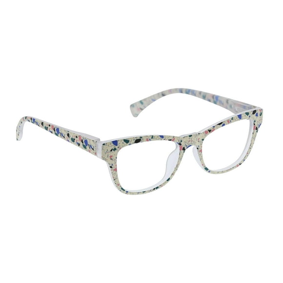 Peepers by PeeperSpecs Lunettes de Lecture Il de Chat Bleu pour Femmes, Terrazzo Crème, 49 + 0