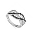 thumbnail image 4 of CHOOSE YOUR COLOR Black CZ Woven Interlocking Bar Knot Ring .925 Sterling Silver Band Female Size 6, 4 of 4