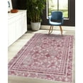 thumbnail image 4 of Floral Decorative Rug, Exotic Flower Petals in Rounds Geometric Tropical Jungle Composition, Quality Carpet for Bedroom Dorm and Living Room, 6 Sizes, Seafoam and Dark Magenta, by Ambesonne, 4 of 4