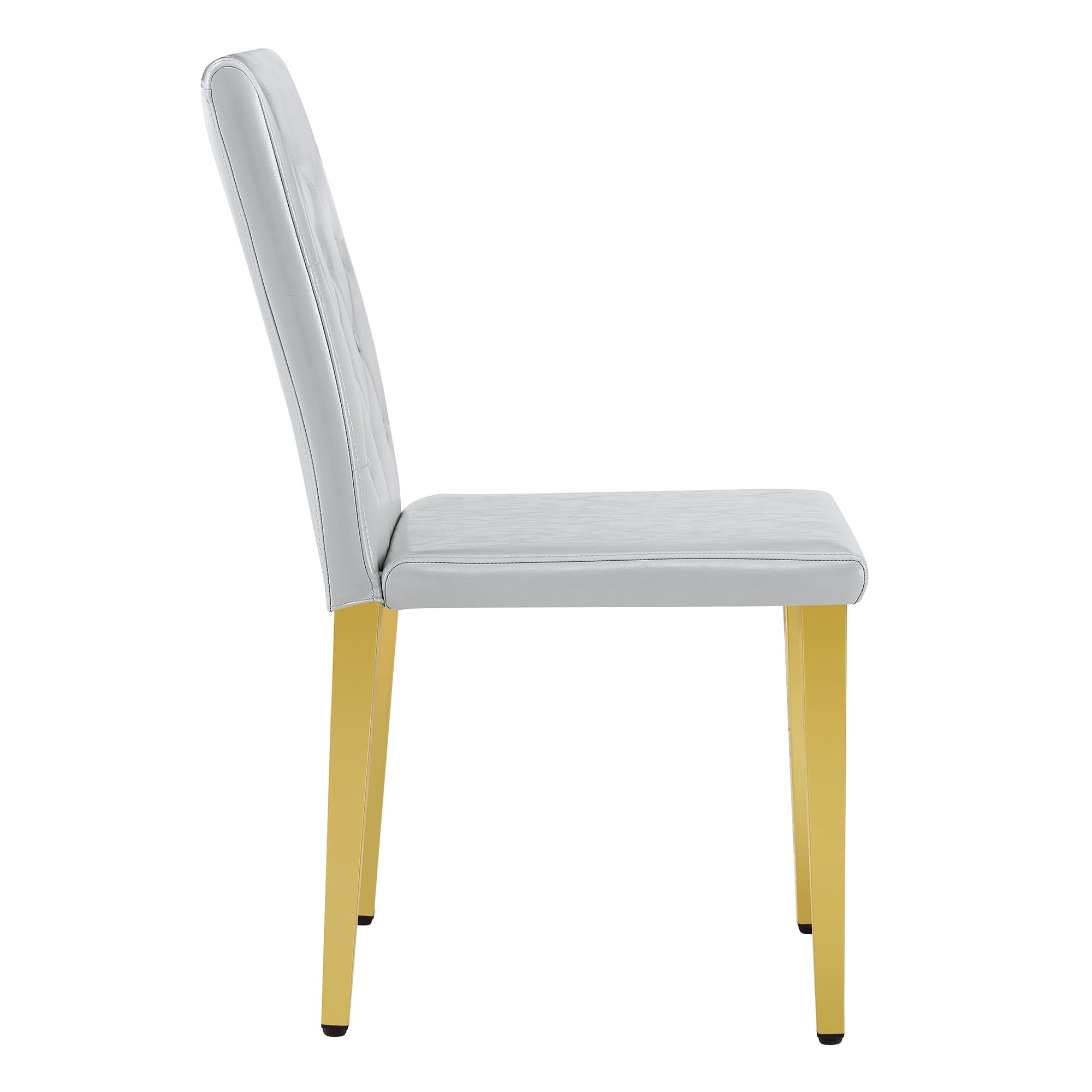 Sailvan PU Dining Chairs, 35 Inch Ergonomic Buckle Backrest with Silver Metal Legs