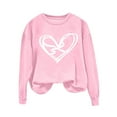 thumbnail image 3 of YueHuiYing Women's Oversized Hoodie with Heart Line Print Crew Neck Long Sleeve Valentine's Day Casual Sportswear Fashion Top, 3 of 5