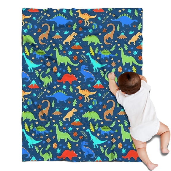 DarkBlue Dinosaurs Pattern Blanket,Comfortable Soft Flannel Throw Blanket,All Season,Warm Lightweight Blankets for Sofa Bed Couch Living Room Chair,30"x40"