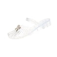 thumbnail image 2 of Willtoo Women's Jelly Shoes Slip on Mules Sandals Pointy Square Toe Strap Mary Jane Slides Low Heel Hollow Out Transparent Glitter Beach Summer Vacation, 2 of 6
