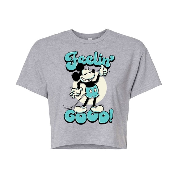 Mickey & Friends - Feelin Good - Juniors Cropped Cotton Blend T-Shirt