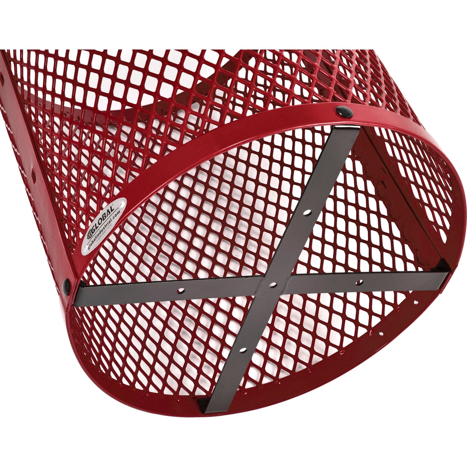 Global Industrial Outdoor Diamond Steel Trash Can With Dome Lid, 36 Gallon, Red, Unassembled