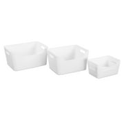 (5 pack) Mainstays Easy Access Bins Plastic Storage Bins, Small, White, 2-Pack, 9.5 in x 6.5 in x 4 in