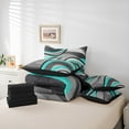 thumbnail image 5 of Feelyou Grey Cyan Abstract Ombre Bedding Comforter Set 7pcs, Square Circle Geometric Queen Bedding Sets, Teen Kid Child Adult Reversible Queen Sheet Sets, Lightweight Room Decor, 5 of 7