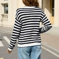 thumbnail image 4 of Npasoilc Knitted Sweaters for Women Long Sleeve Wave Striped Sweaters Fall Casual Round Neck Warm Blouse Loose Pullover Sweater Tops, 4 of 4