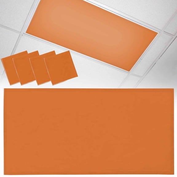 4 Pack Orange Fluorescent Light Covers for Ceiling Lights Solid Color Magnetic Ceiling Light Covers Overhead Light Filters for Office Classroom Home