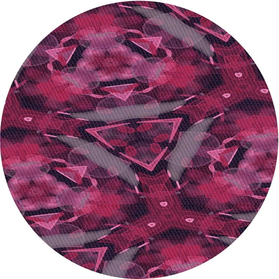 Ahgly Company Indoor Round Patterned Carbon Red Area Rugs, 7' Round