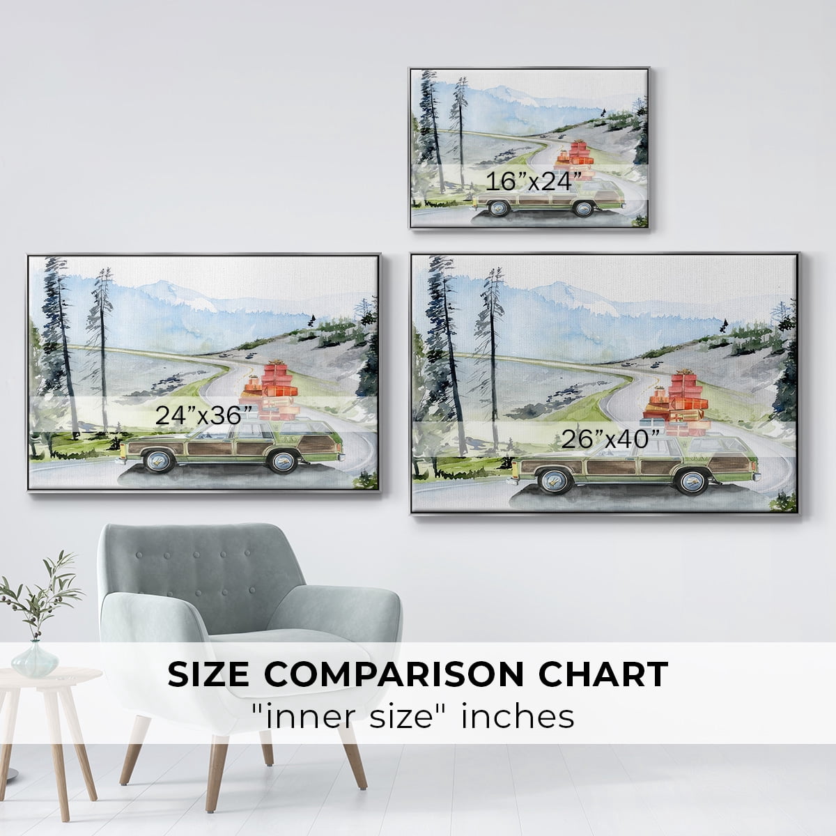 Holiday Vacation II - Framed Gallery Wrapped Holiday Canvas - 27 x 41 - Silver Frame