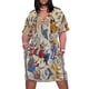 thumbnail image 1 of Vestido de noche para mujer con bolsillos sueltos y estampado de alfombra persa antigua de Isfahán., 1 of 7