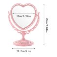 thumbnail image 2 of Heart Shaped Vanity Mirror with Stand - Decorative Tabletop Makeup Mirror for Bedroom Dresser, Portable Mirror with Handle for Travel - Light Pink, 2 of 2