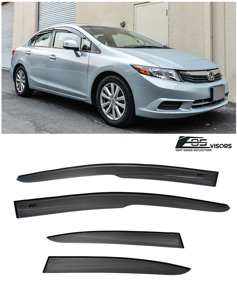 Custom Fit For 2006-2011 Honda Civic 2-Door Coupe Only DEAL 2-Piece Set JDM Style Vent Smoke Window Visor Side Window Sun Rain Guard With Outside Mount Tape-On Type