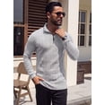 thumbnail image 6 of JWD Men Zip Mock Neck Ribbed Long Sleeve Shirts Stretch Fitted Knit Pullover Light Gray L, 6 of 7