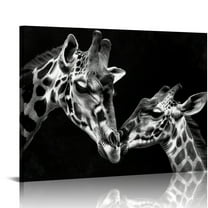 ONETECH Black White Giraffe Canvas Wall Art Mother with Baby Artwork Print African Safari Wildlife Giraffe Painting Picture for Nursery Kitchen Bathroom  Bedroom Animal Decor