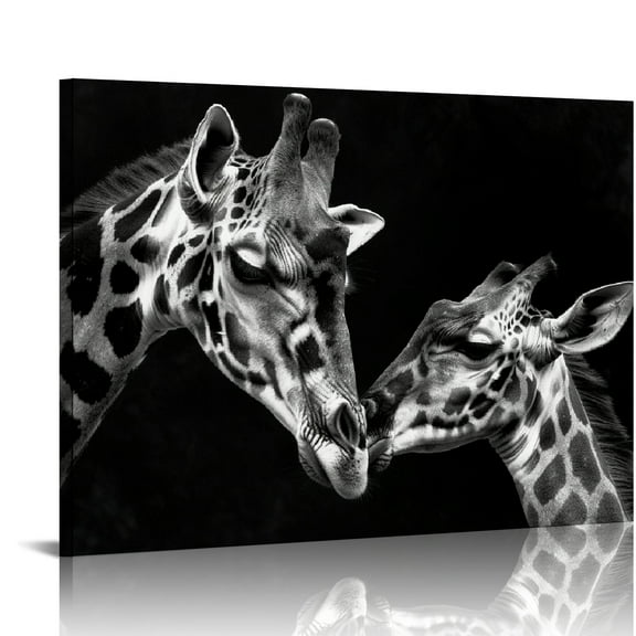 ONETECH Black White Giraffe Canvas Wall Art Mother with Baby Artwork Print African Safari Wildlife Giraffe Painting Picture for Nursery Kitchen Bathroom  Bedroom Animal Decor