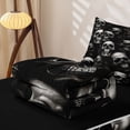 thumbnail image 6 of Homewish Horror Gothic Skull Zipper Twin Comforter Sets with Fitted Sheet and 2 Pillowcases,Halloween Themed Zipper Bedding Set,Gray,Black Reversible,4pcs, 6 of 8
