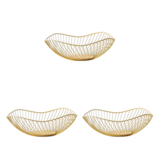 ZheElen Metal Fruit Baskets Exquisite Appearance Sturdy And Durable Multifunctional Large Capacity Open Wire gold Oblique small 3Set