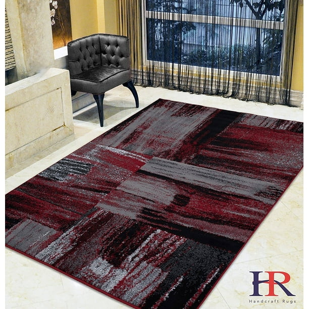 Red/Grey/ Silver/Black/ Abstract Contemporary Modern Design Mixed Brush