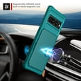thumbnail image 5 of ELEHOLD Back Wallet Case for Google Pixel 7A Flip Card Slots Magnetic Clasp Slim Shockproof Heavy Duty Works with Magnetic Car Mount for Google Pixel 7a, Green, 5 of 7