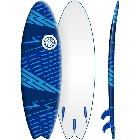 Blootide 6' Blue Softop Surfboard, Fins & Leash (Best Single Fin Surfboard)