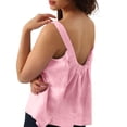 thumbnail image 3 of Htigea Linen Sleeveless Tank Tops Basic Summer Casual Crewneck Blouse Pink,M, 3 of 6