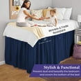thumbnail image 5 of Dorm Bed Skirt Twin XL Size 40 inch Drop Navy Blue Solid Bed Skirt Stylish Ruffled Pattern Split Corner Easy Fit Easy Care Fade & Wrinkle Resistant-Polycotton Made, 5 of 7