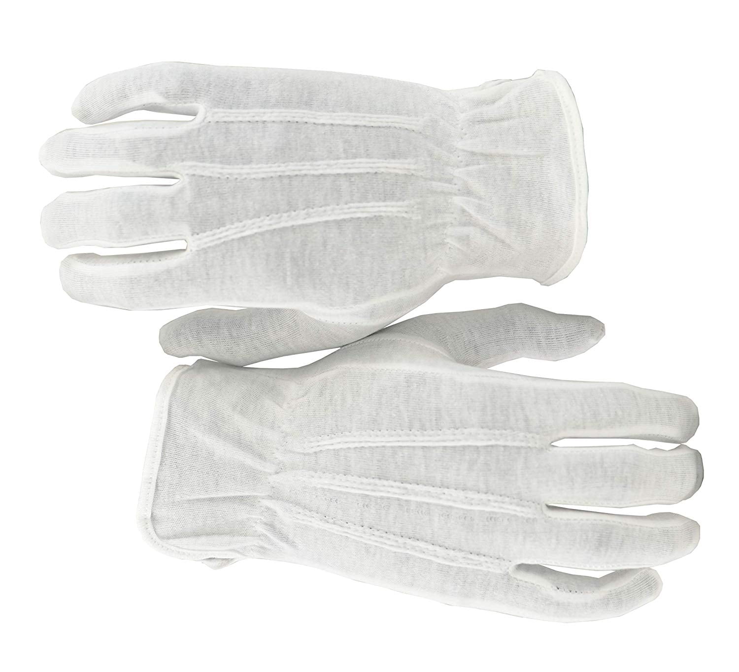 Formal Gloves White Nylon Cotton Size LG 3 Ribbed Wrist Length Costume Waiter 