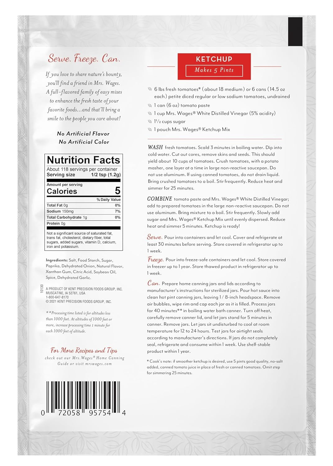 (2 pack) Mrs. Wages Easy Ketchup Mix - Delightful Flavor, Kosher, No Artificial Colors