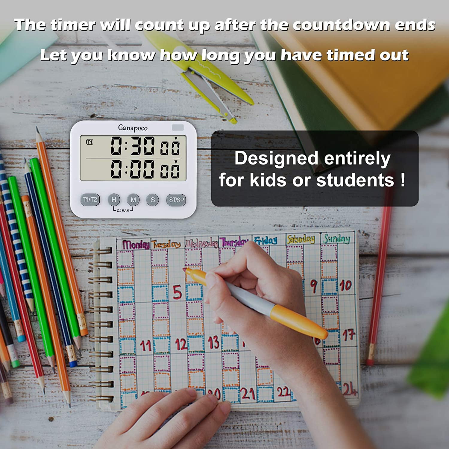 Dual Digital Timer, Kitchen Timer for Cooking, Magnetic Countdown Timer with Seconds