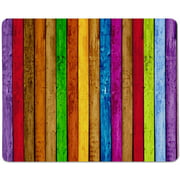 Yeuss Wood Rectangular Non-Slip Mousepad,Vibrant Painted Wooden Vertical Planks As Background Cheerful Art Rainbow