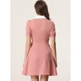 thumbnail image 4 of Vestido Con Botones Y Cordones Con Cuello Peter Pan En Contraste Vintage Para Mujer Rosa S, 4 of 5