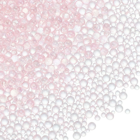 Uxcell Resin Bubble Beads, Tiny Iridescent No Hole Mini Glass Bubbles for DIY Crafting Pink