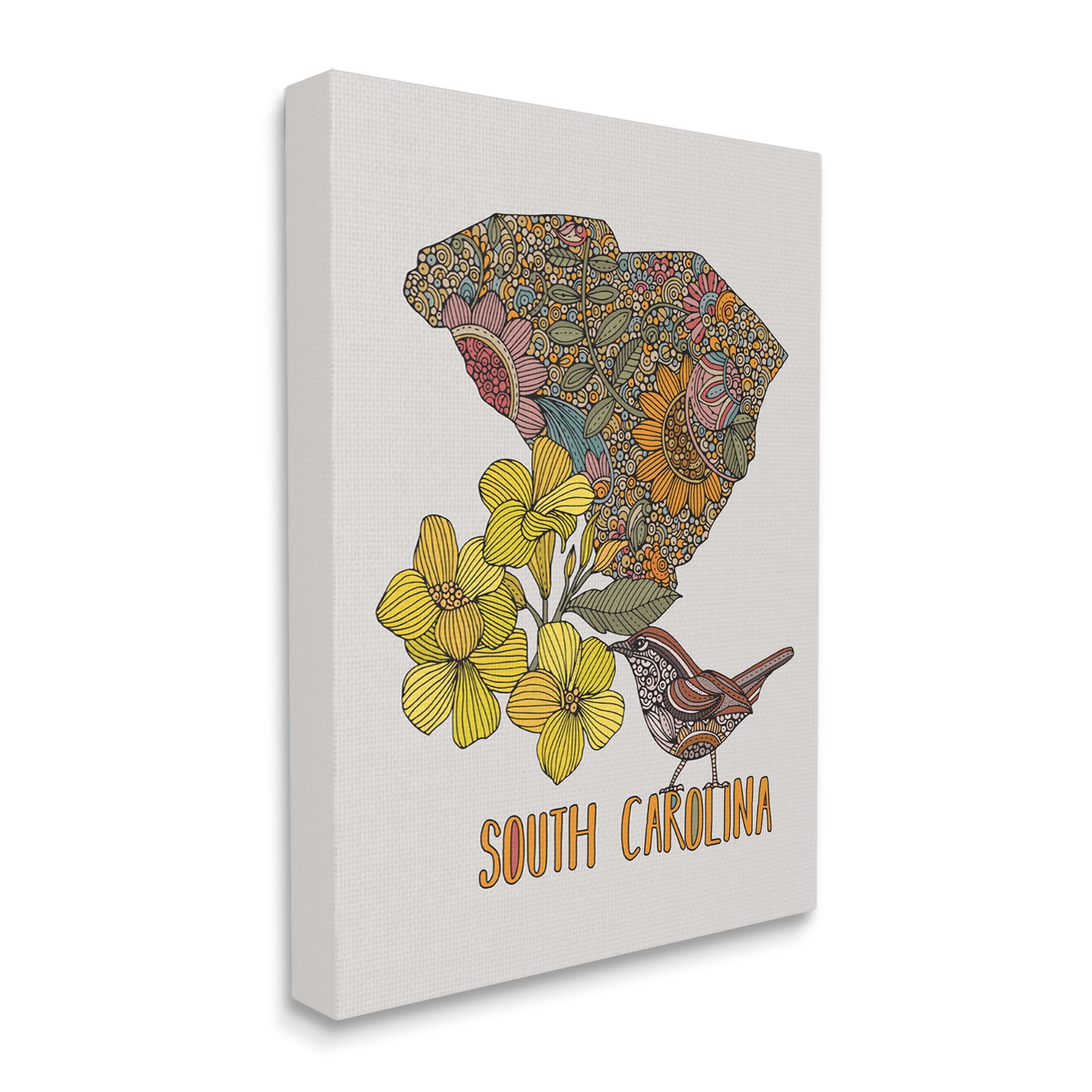 Stupell Industries Detailed South Carolina State Flower Blossoms Pattern Graphic Art Gallery Wrapped Canvas Print Wall Art, Design by Valentina Harper