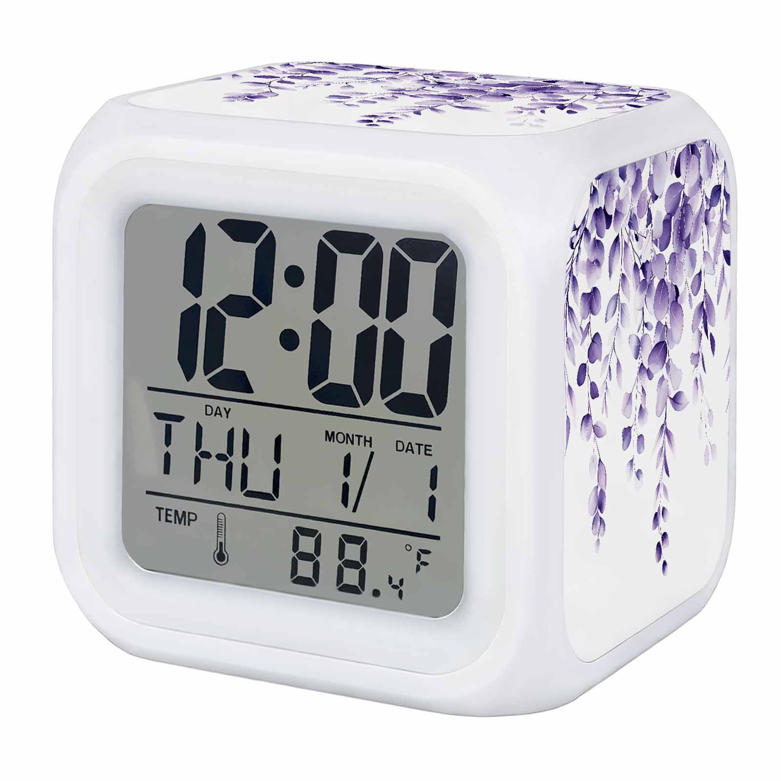 Purple Eucalyptus Digital Alarm Clock for Bedrooms,Smart LED Alarm Clock with 7 Color Changing Night Purple Eucalyptus Digital Alarm Clock for Bedrooms,Smart LED Alarm Clock with 7 Color Changing - f